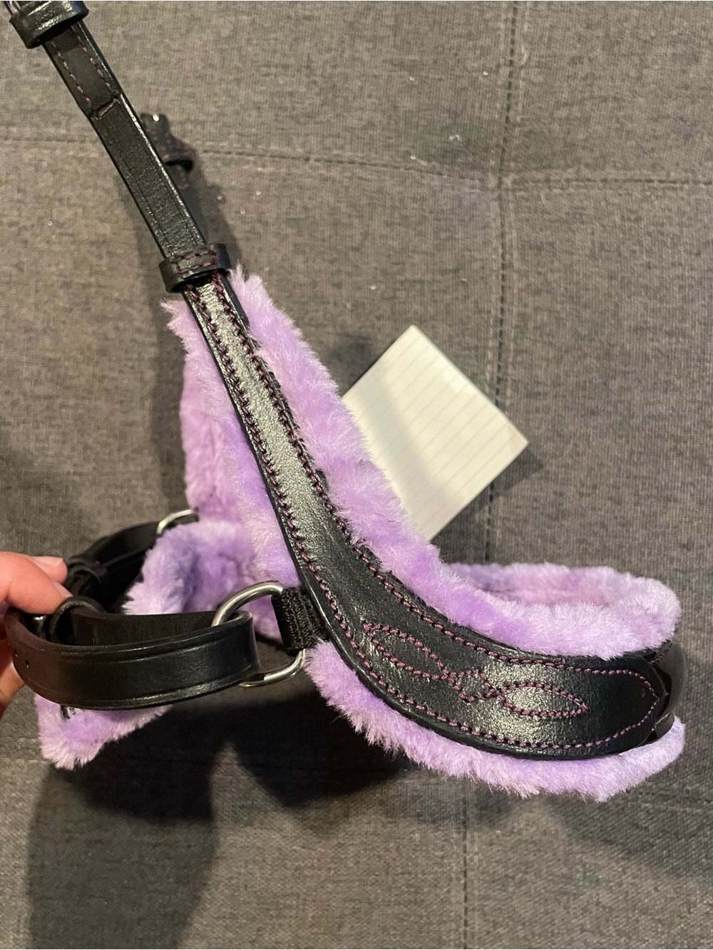 Purple Fuzzy Ergonomic Noseband Full Size Black Horse - Picture 2 of 4